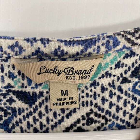 Lucky Brand Women's Size M Peasant Blouse Multicolor Stretch Long Sleeve Casual - Picture 13 of 16